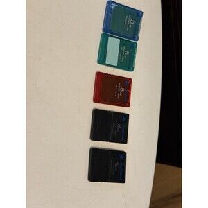 5 Playstation 2 Memory Cards , Blue , Green , Red And 2 Black